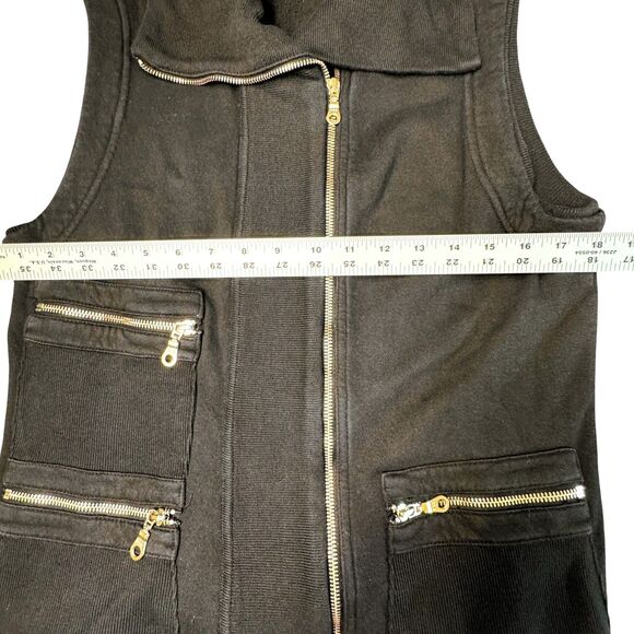 Citizens of Humanity Utility Vest Womens Large Black  Asymmetrical Zip Pockets - Picture 8 of 13